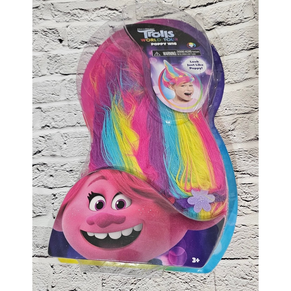 TROLLS World Tour Troll-rific Poppy with Rainbow Hair Wig, Ages 3+ NEW IN BOX